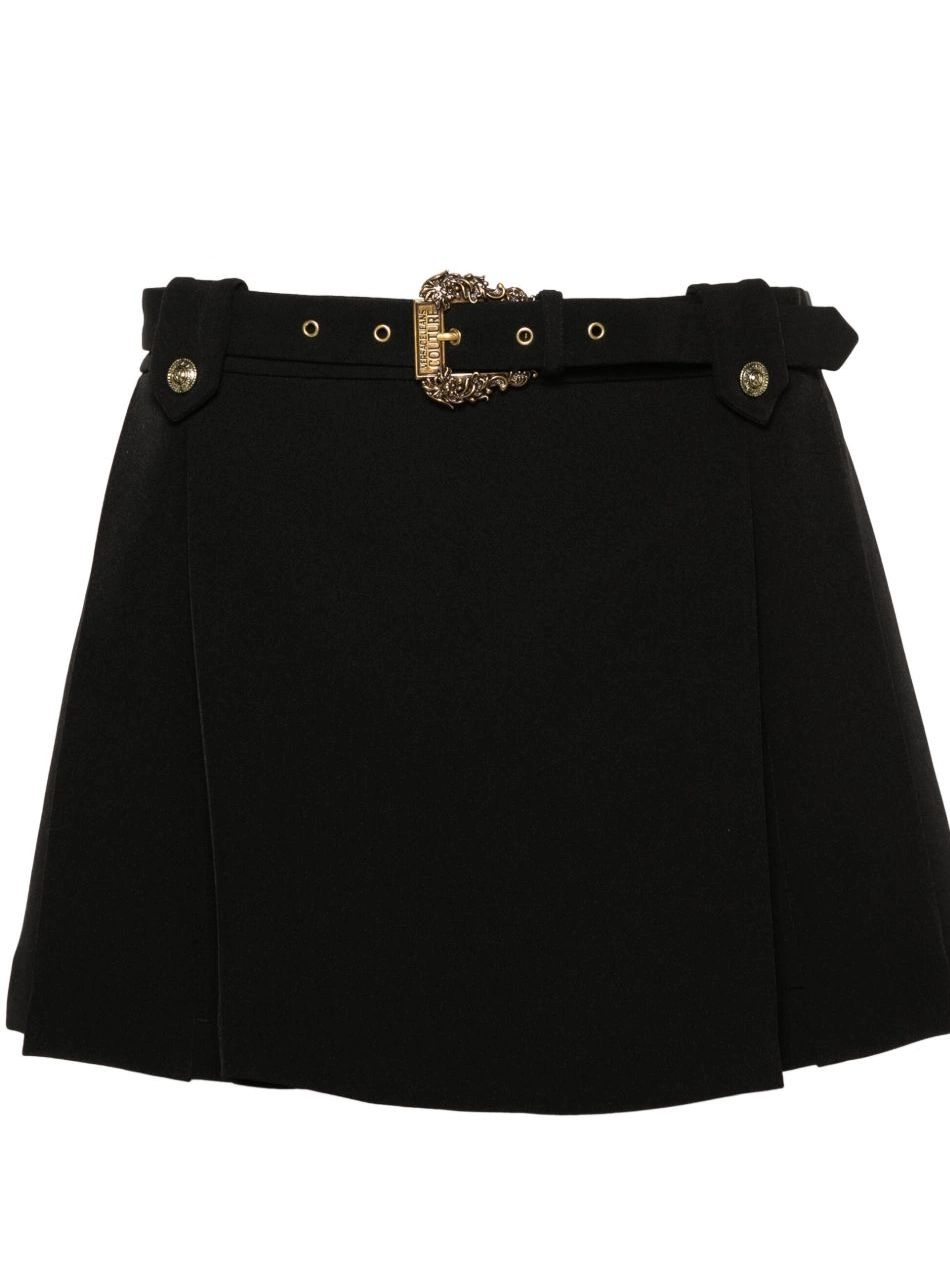 pleated Women logo-engraved skirt Jeans Versace mini Couture 0628